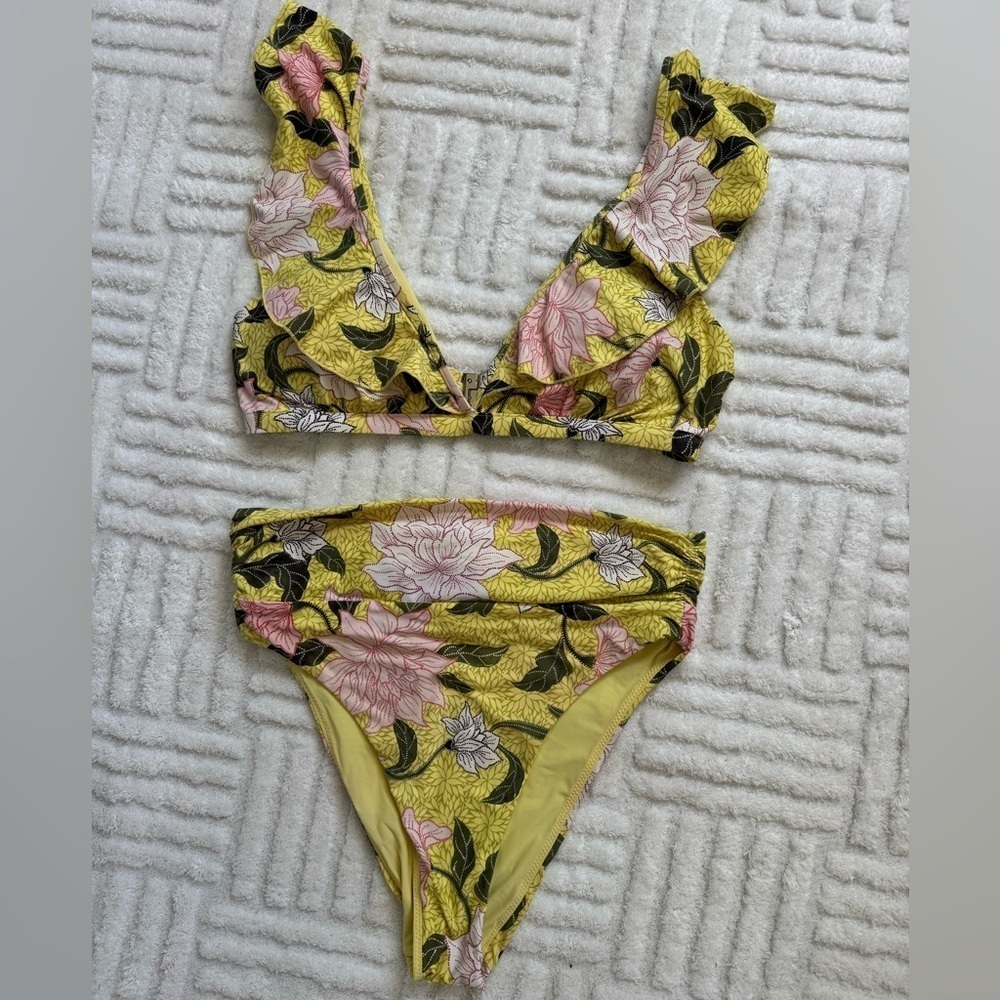 Seafolly Boheme Lime Light Bikini Set Bralette Flounce Top & Rio Bottom - Picture 2 of 15